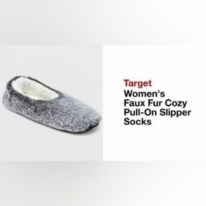 Target Gray Cozy Faux Fur Slippers